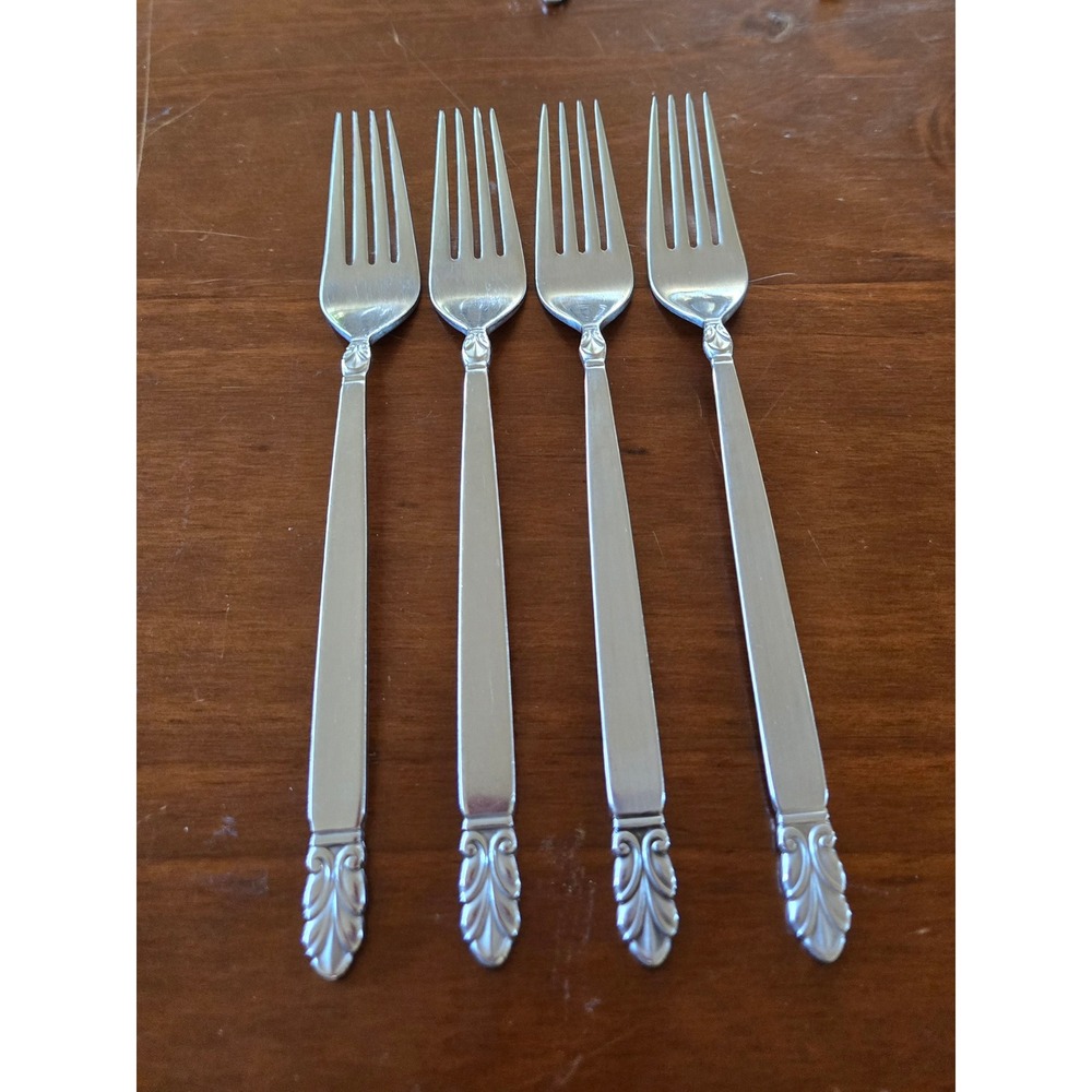International Stainless Norse Pattern Dinner Forks Set of 4 Mid Century Modern